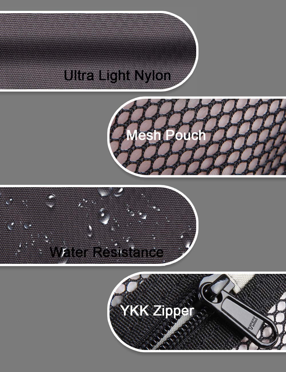 GOX ripstop nylon material close-up emphasizes durability and weather resistance.