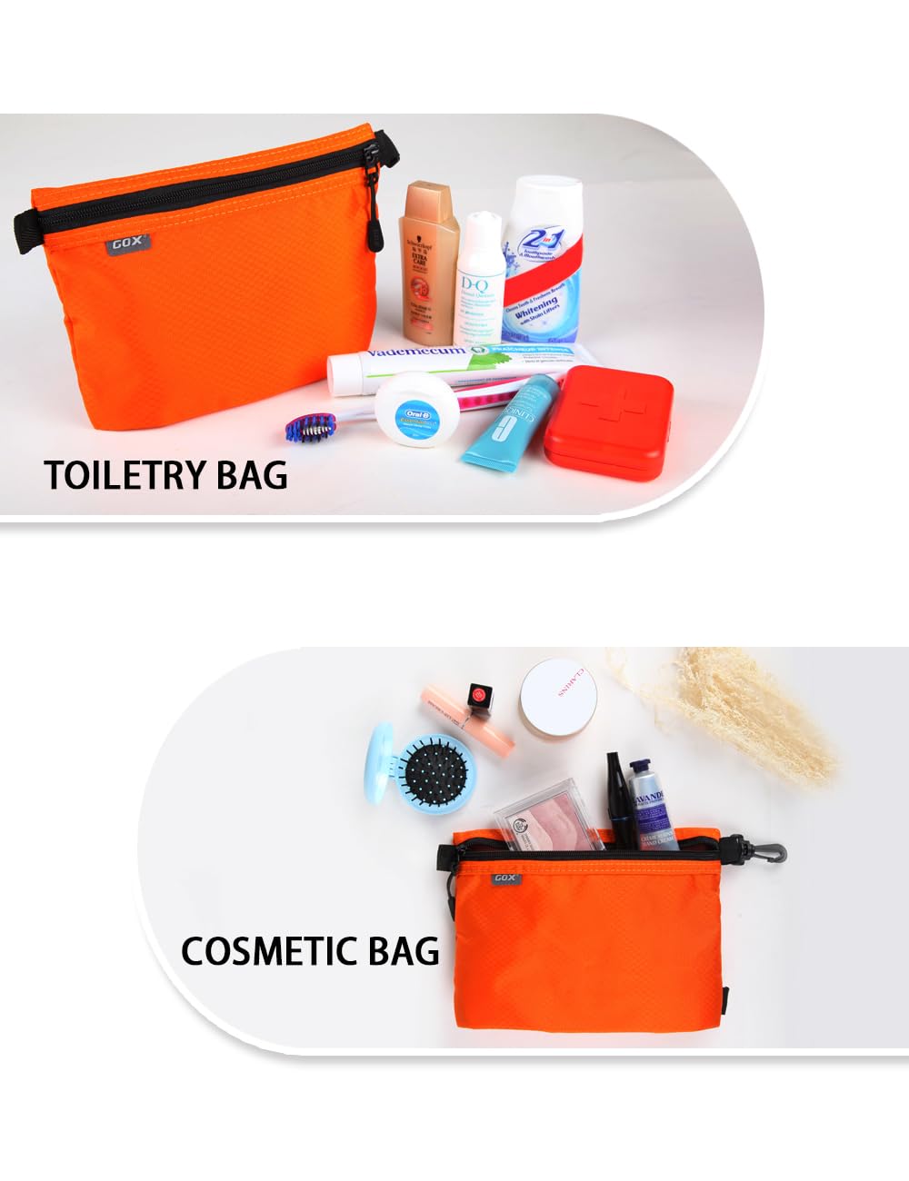 GOX toiletry bag interior pockets organize cosmetics and electronics neatly