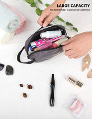 GOX travel toiletry bag grey inside pockets demonstrates organized compartments for bottles and small items