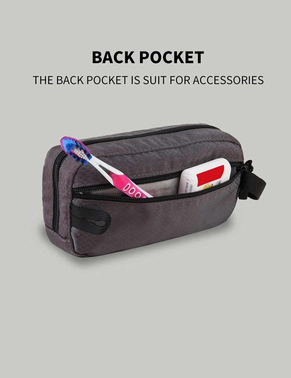 GOX travel toiletry bag grey dimensions fit in luggage compartments