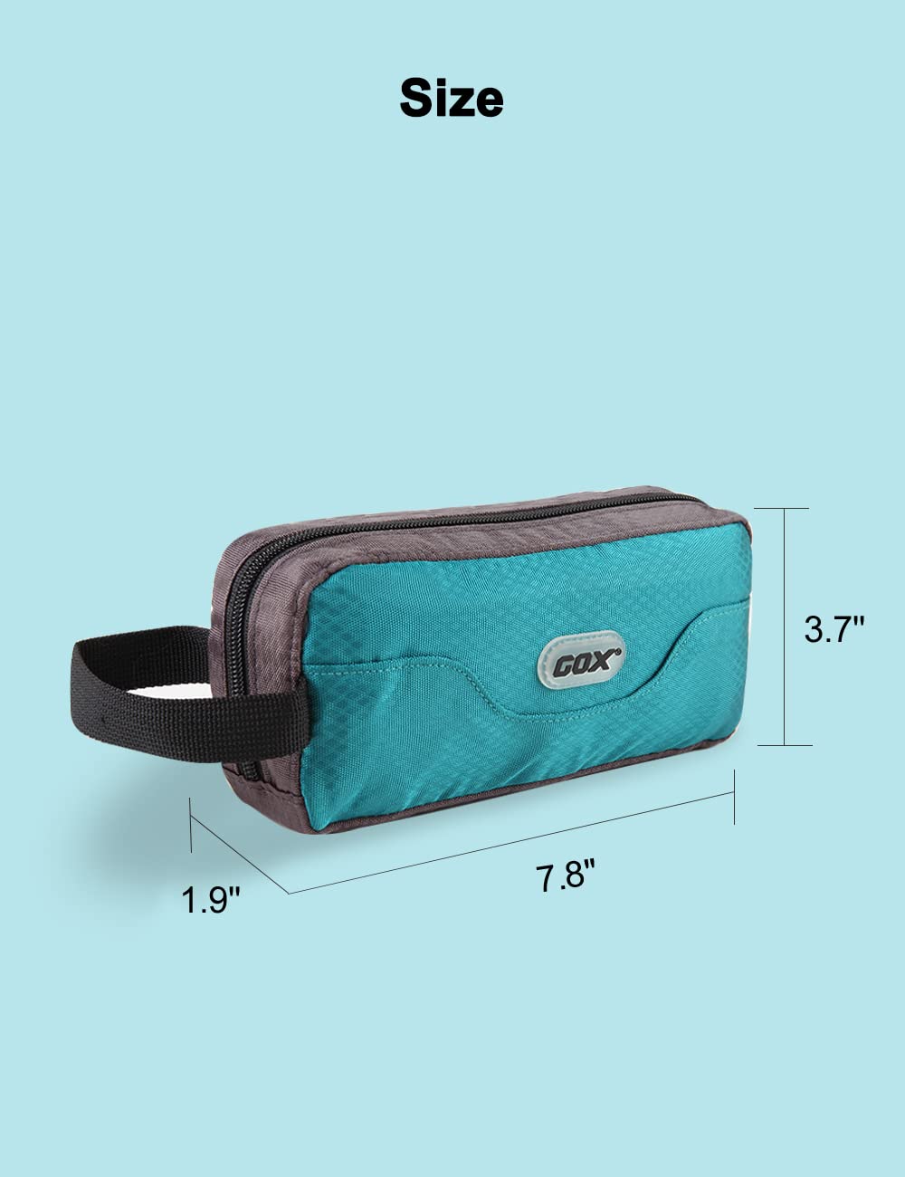 GOX travel toiletry bag hanging hook enables hands-free bathroom access.