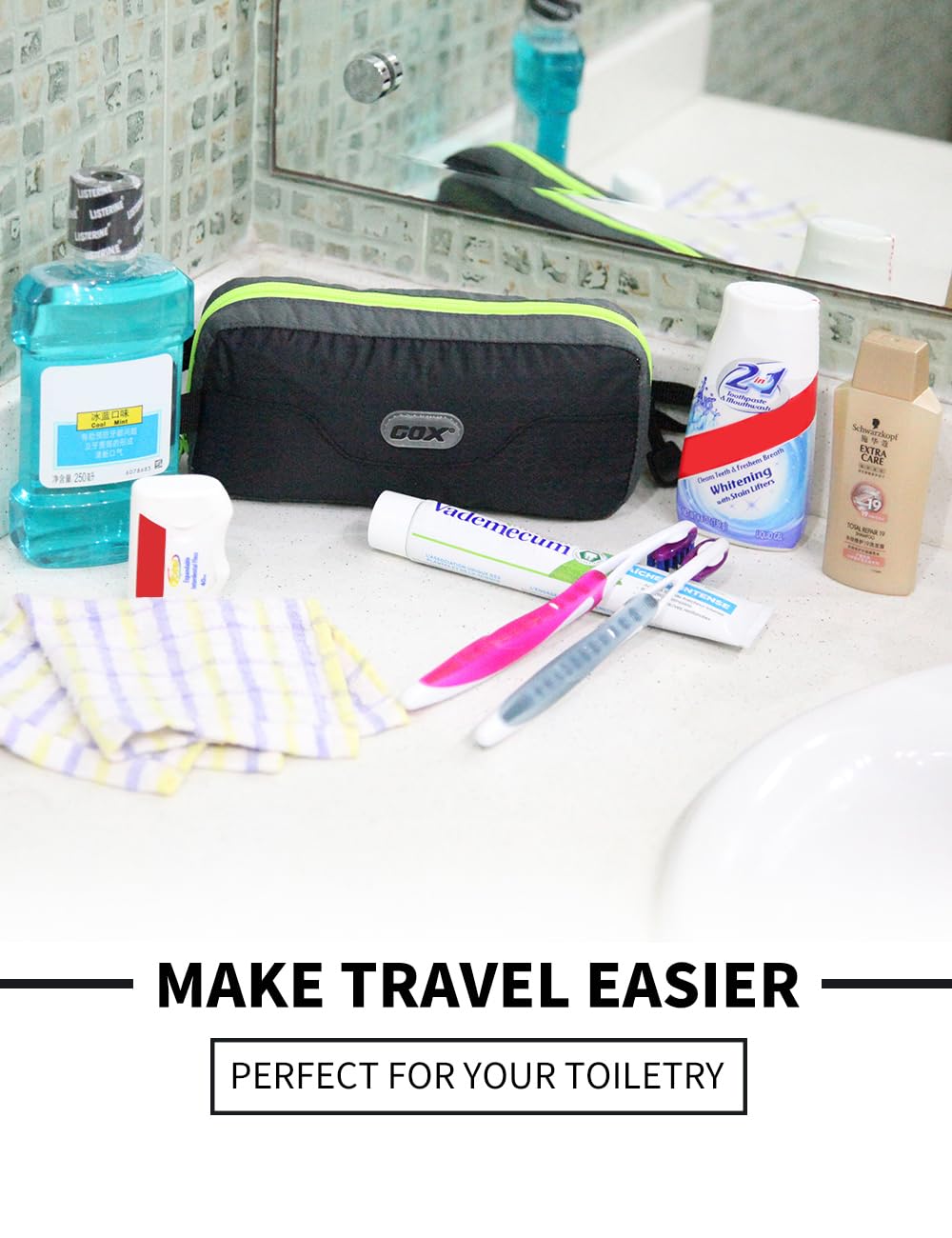 GOX bag pocket layout highlights main compartment and pockets for organization