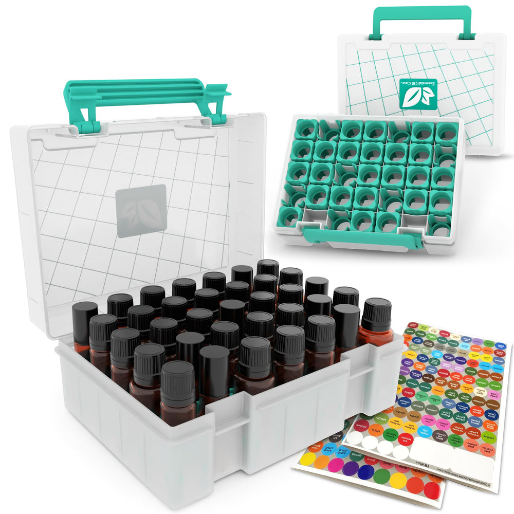 GPG2 essential oil organizer teal front view showing compact storage for easy oil access.