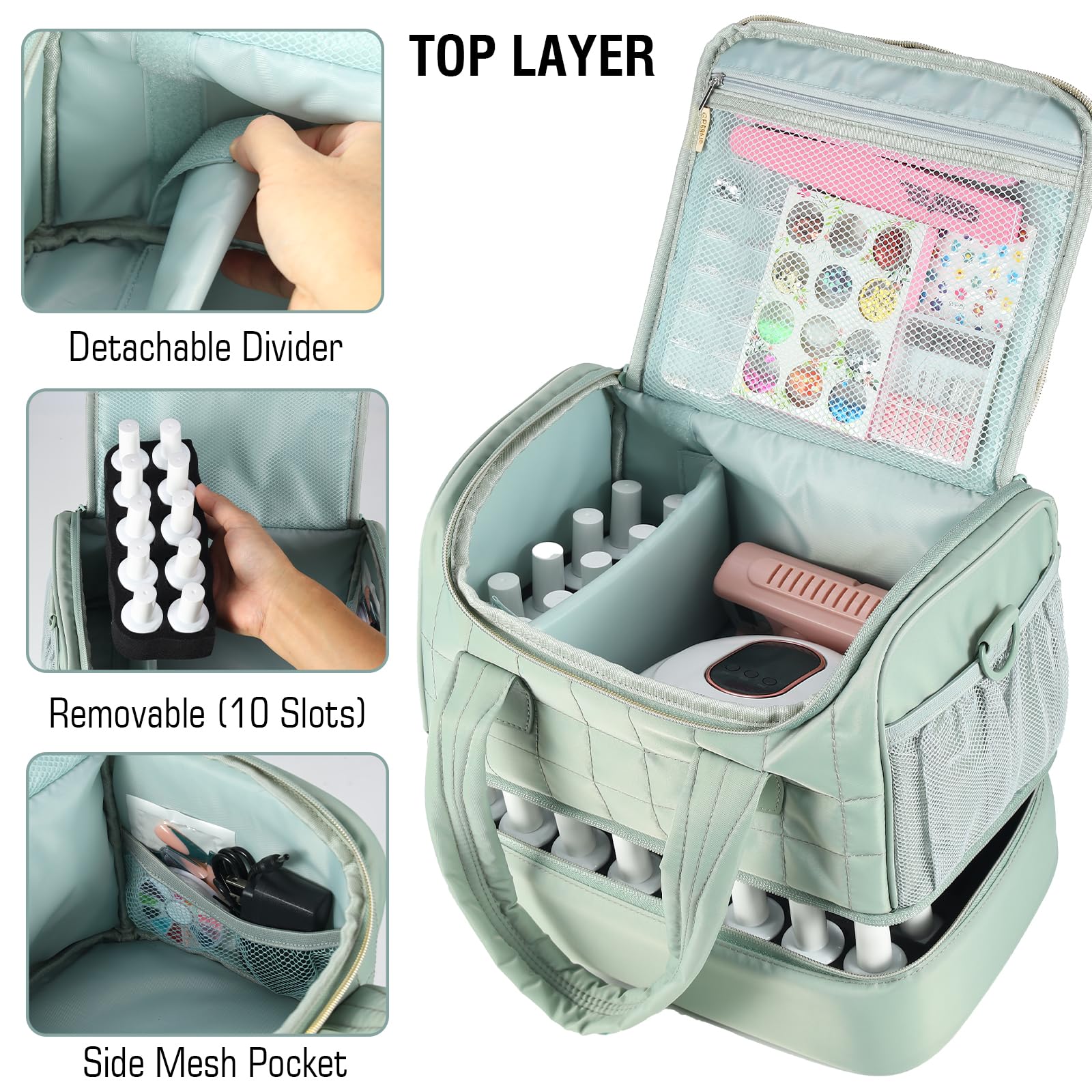 GR69N fifty-bottle polish slots organize bottles neatly for professional use.