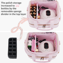 GR69N Nail Polish Organizer Case side pockets help store remover safely and leak-free.
