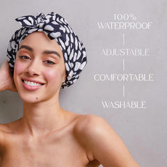 Grace & Company Casablanca shower cap breathable latex-free fabric for durability.