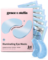 Grace & Stella award-winning under eye mask blue packaging for refreshed skin