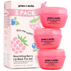 Grace & Stella berry lip balm pack demonstrates berry hydration for daily lip care.