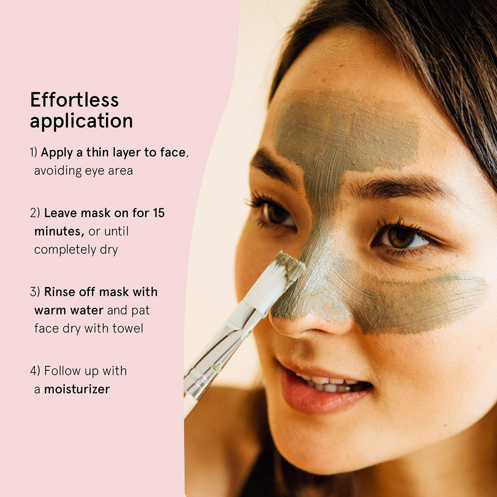 Grace & Stella Dead Sea Mud Mask being spread on skin for deep cleanse and oil control