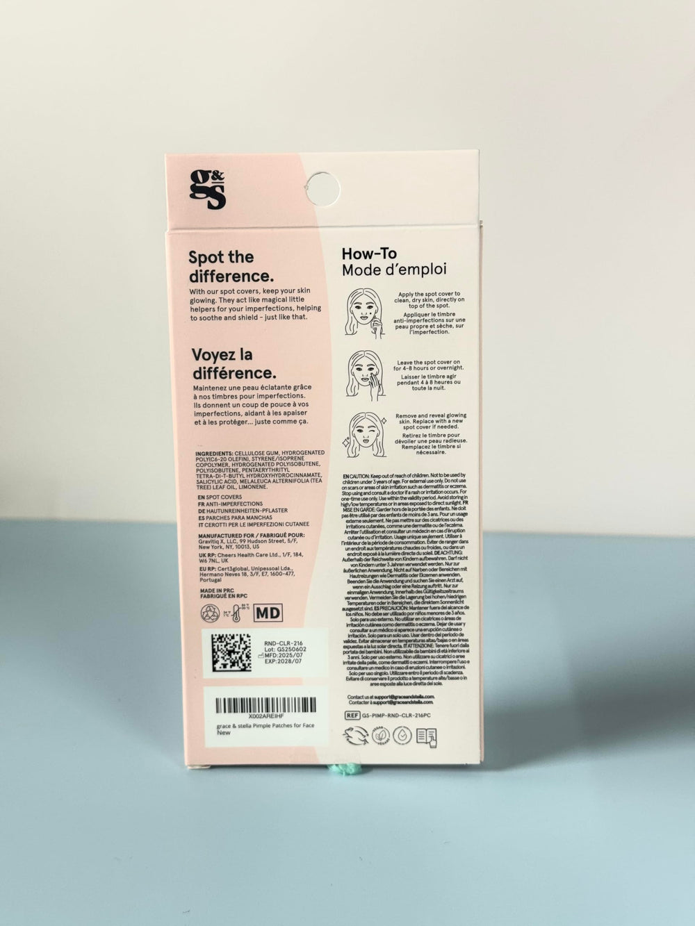 Grace & Stella dermatologist-tested patch logo signals trusted skincare.