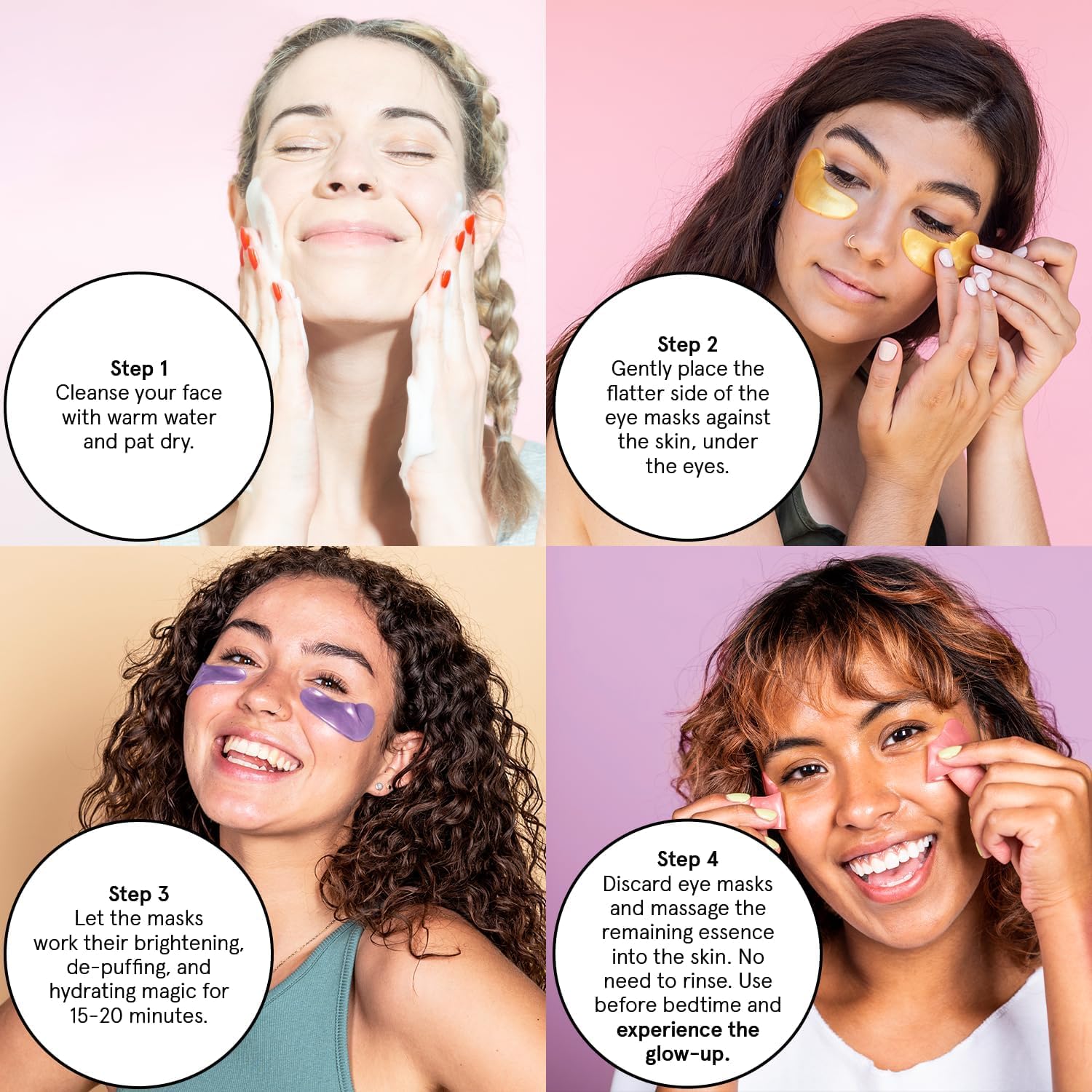 Grace & Stella hyaluronic acid eye patches hydrate and plump the under-eye skin.