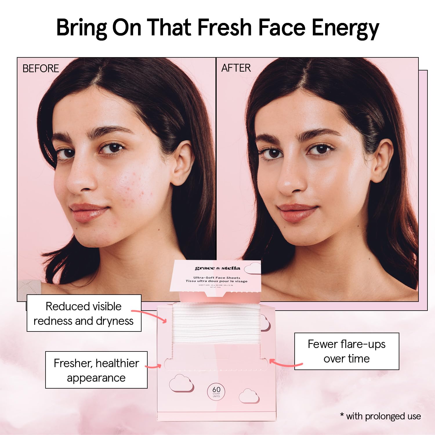 Grace & Stella disposable face towels with makeup remover are perfect for quick refresh.