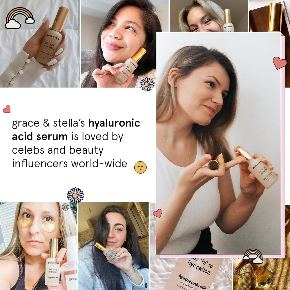 grace & stella dewy skin look image suggests plump, radiant complexion