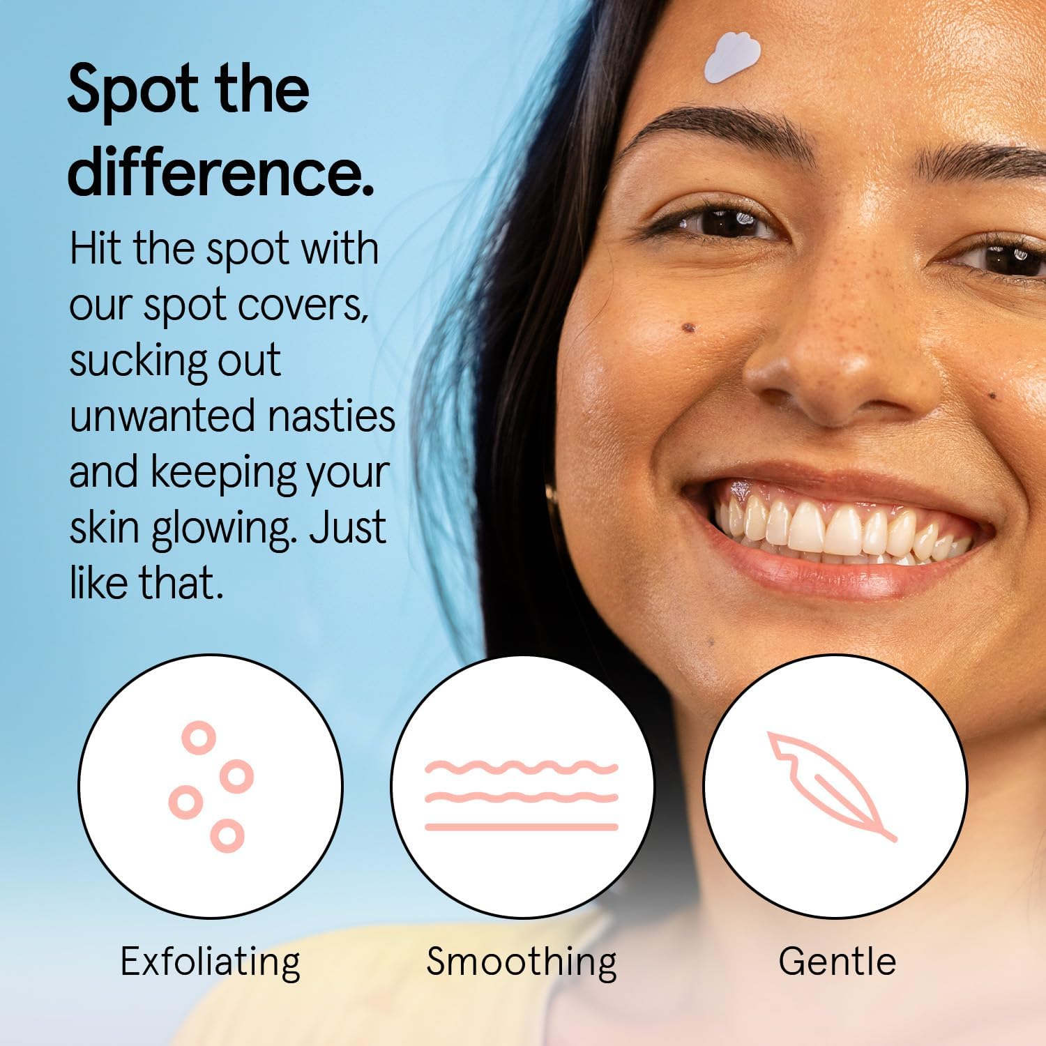 Grace & Stella hydrocolloid patch applied on the face for a breakout.