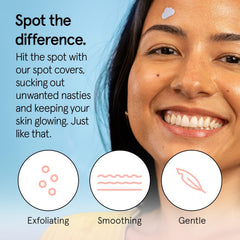 Grace & Stella hydrocolloid patch on skin provides protection against irritants.