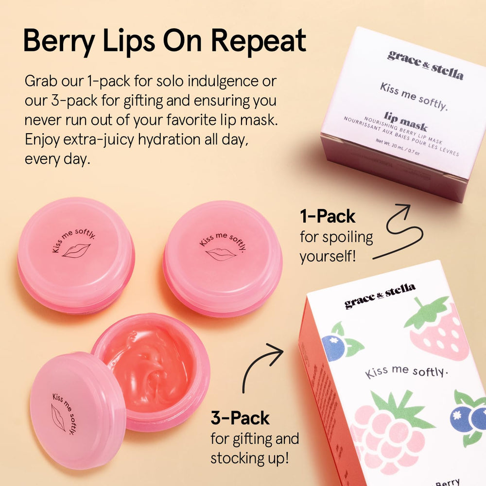 Grace & Stella lip butter application shows smooth gloss and berry flavor for quick touch-ups.
