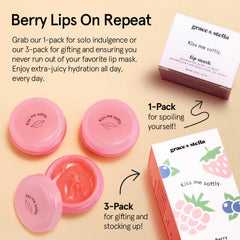 Grace & Stella lip butter application shows smooth gloss and berry flavor for quick touch-ups.