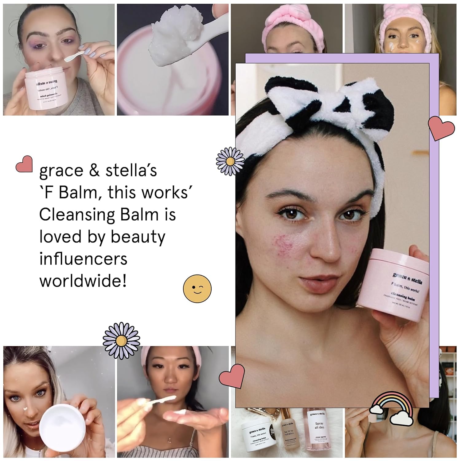 Grace & Stella balm close-up shows creamy texture ideal for sensitive skin routines.