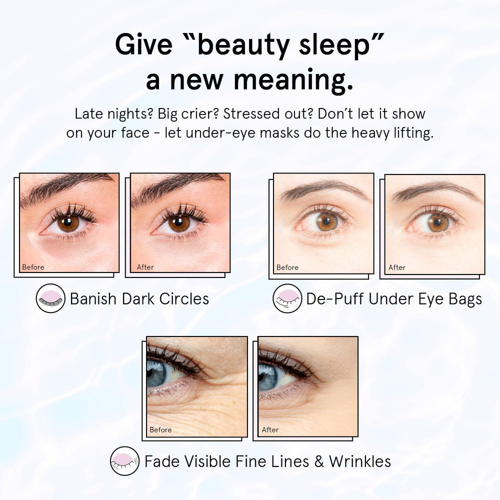 Grace & Stella night-time eye patches shown during bedtime routine for refreshed appearance.