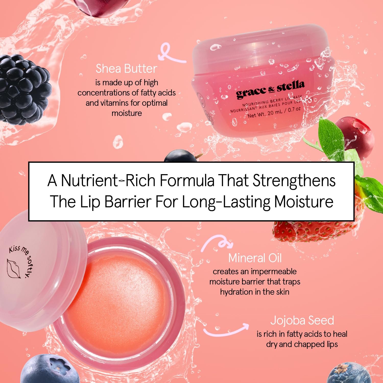 Grace & Stella overnight lip hydration showcases deep moisture as you rest.