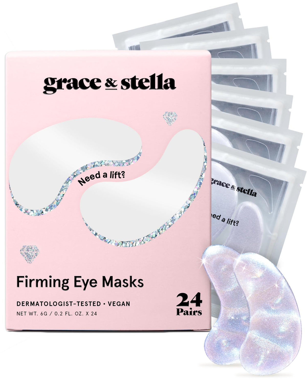 Grace & Stella peptide under-eye patches close-up with lifting potential