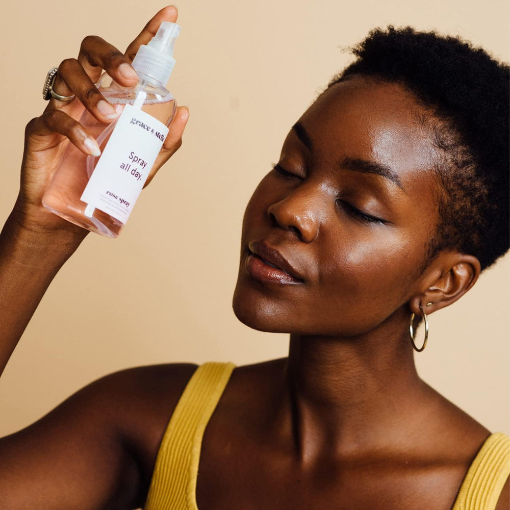 Grace & Stella Rose Water Spray as makeup setting aid and mist