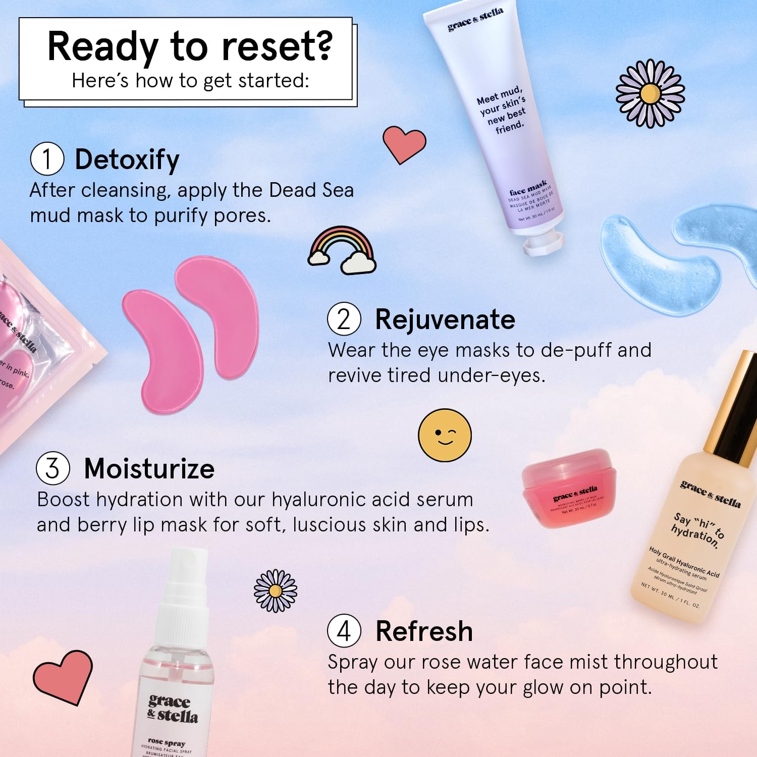 Grace & Stella Travel Size Set fits in carry-ons for on-the-go skincare rituals.