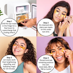 Grace & Stella under-eye patches close-up shows vibrant blue formula for brightening eye area