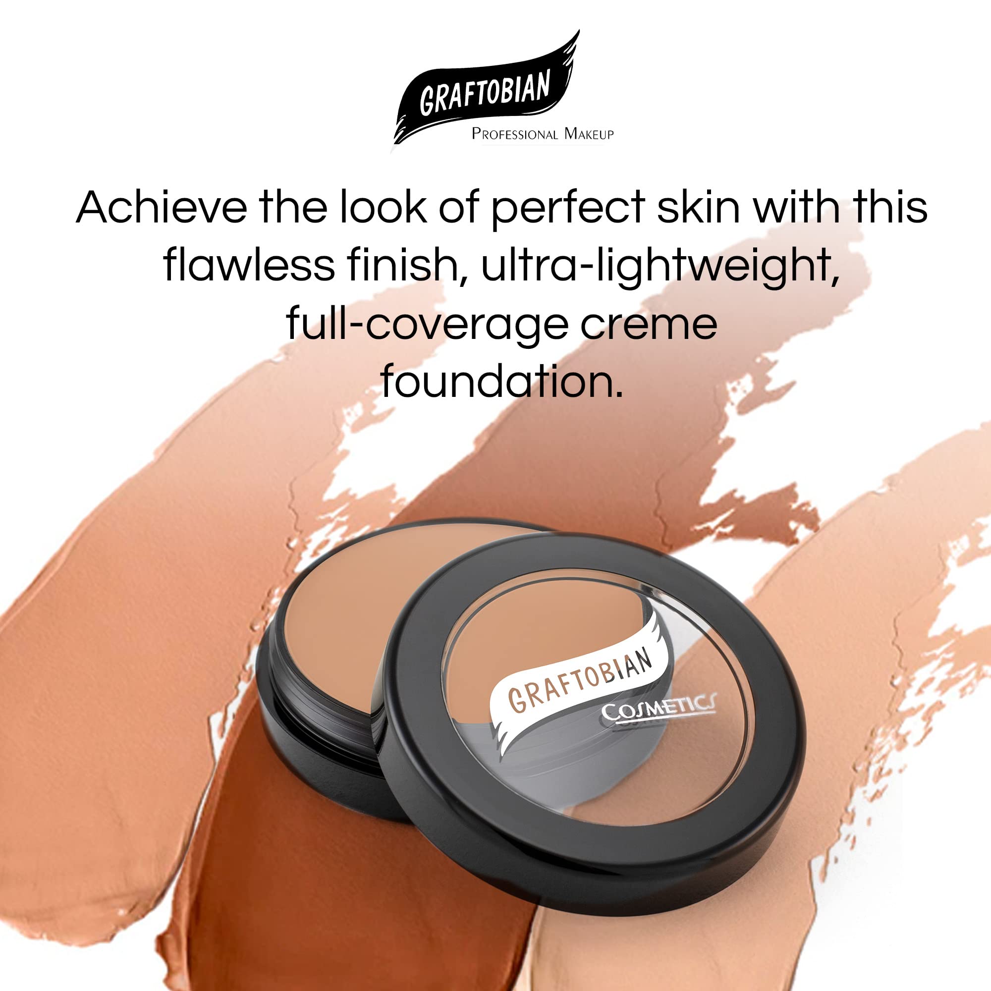 Graftobian HD Glamour Creme Foundation applied with brush for smooth, blendable finish.