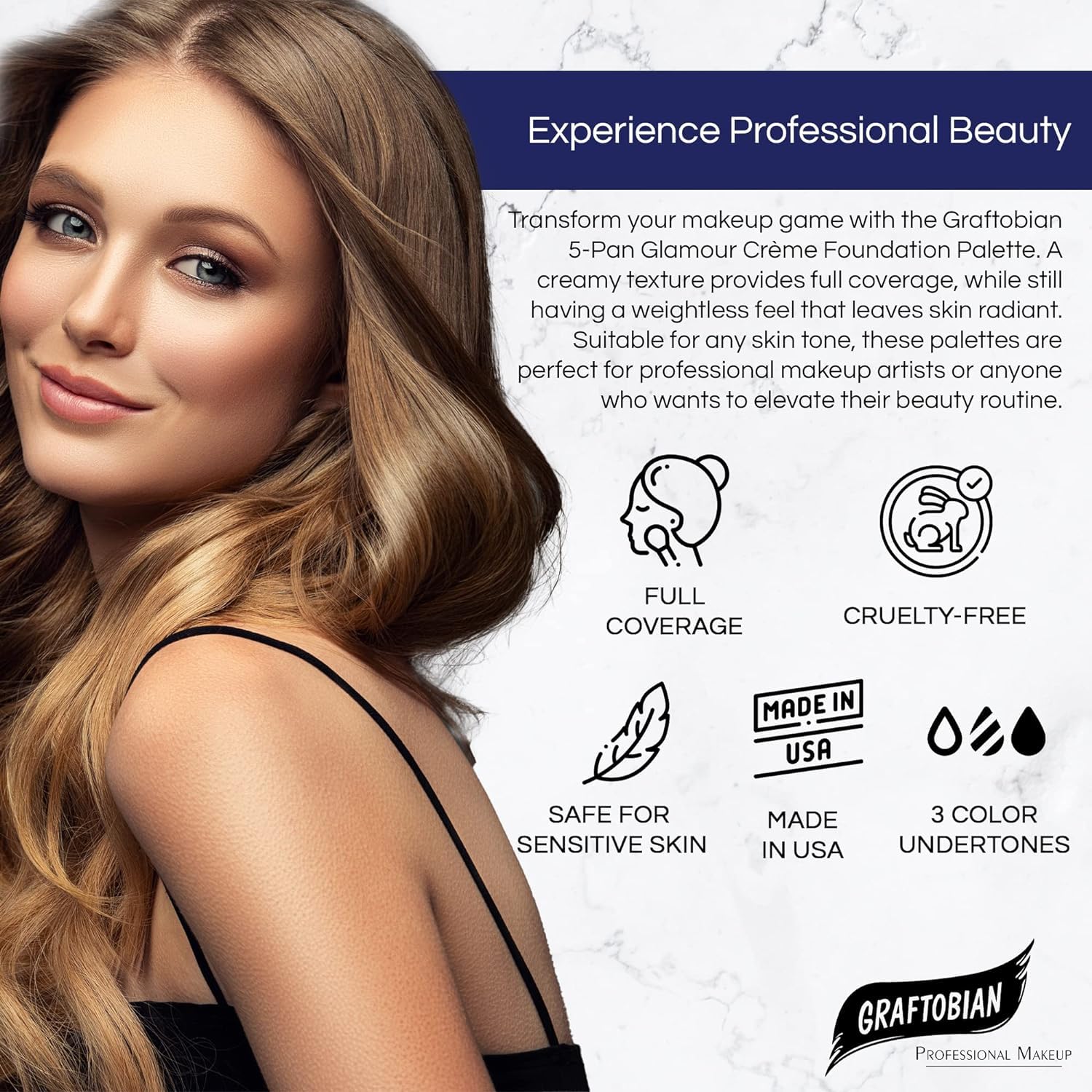 Graftobian HD Glamour Creme Palette Cool #1 application demonstrates smooth blending for contour and shading.