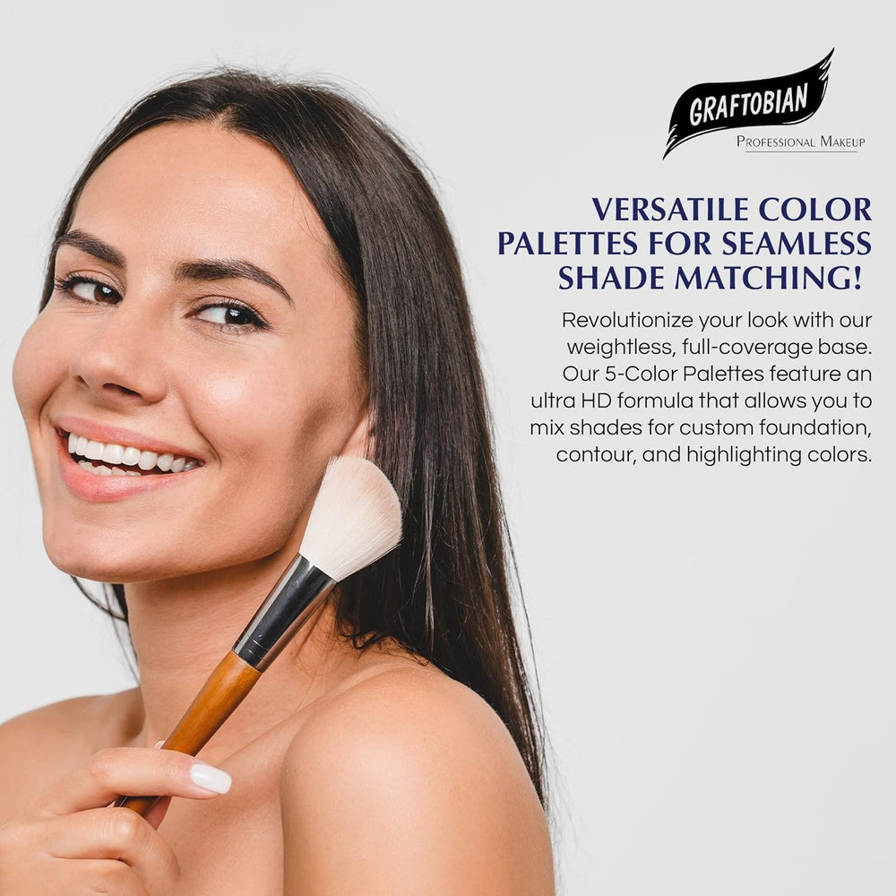 Graftobian HD Glamour Creme Palette Cool #1 closeup highlights satin finish and creamy texture.