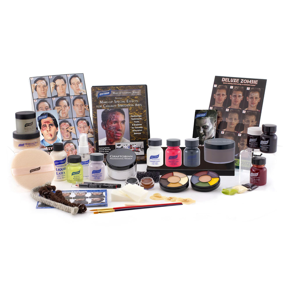 Graftobian Trauma Pro Kit open displays professional makeup for realistic wounds and bruises in play or film