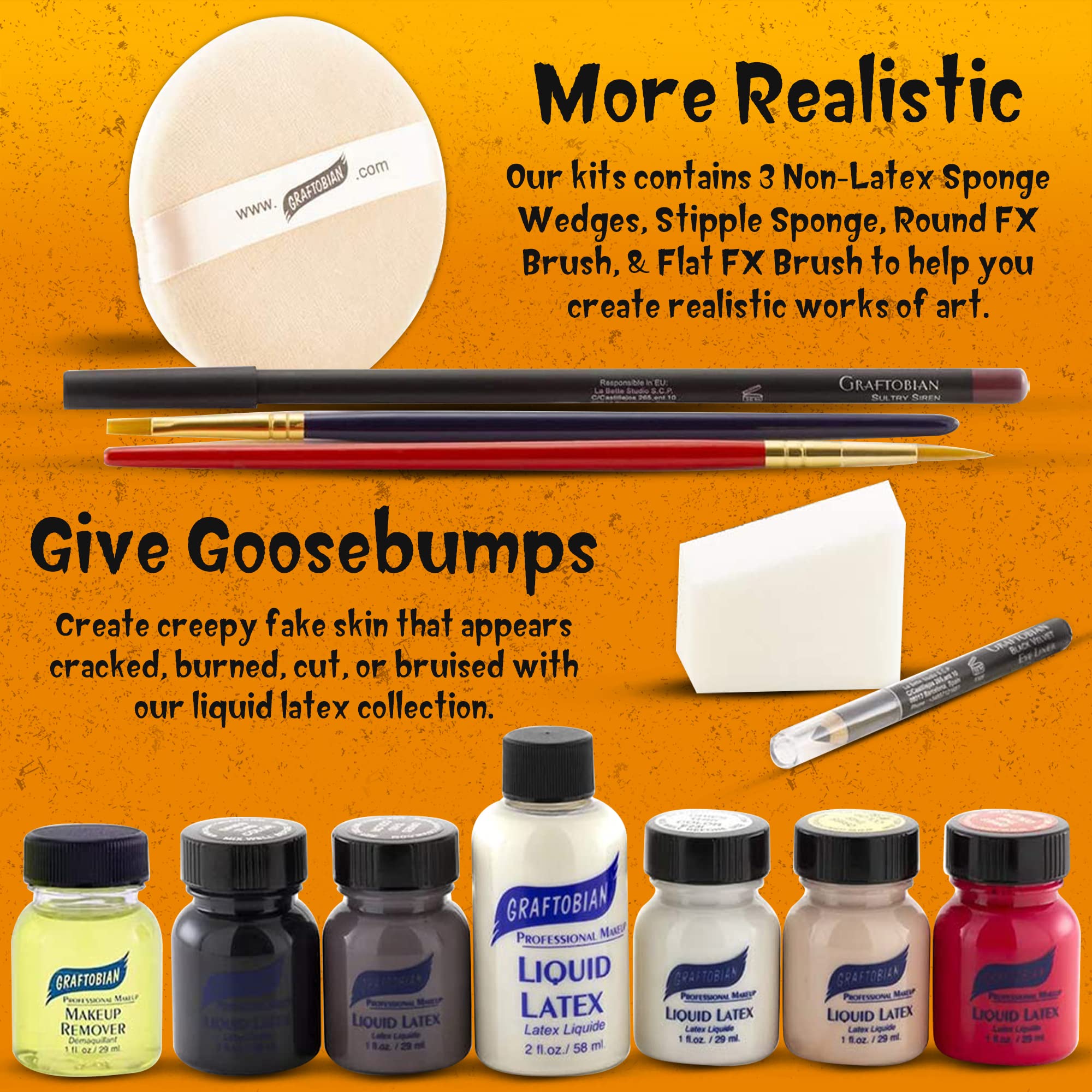 Graftobian trauma pro latex pieces demonstrates latex pieces for wounds and moulage