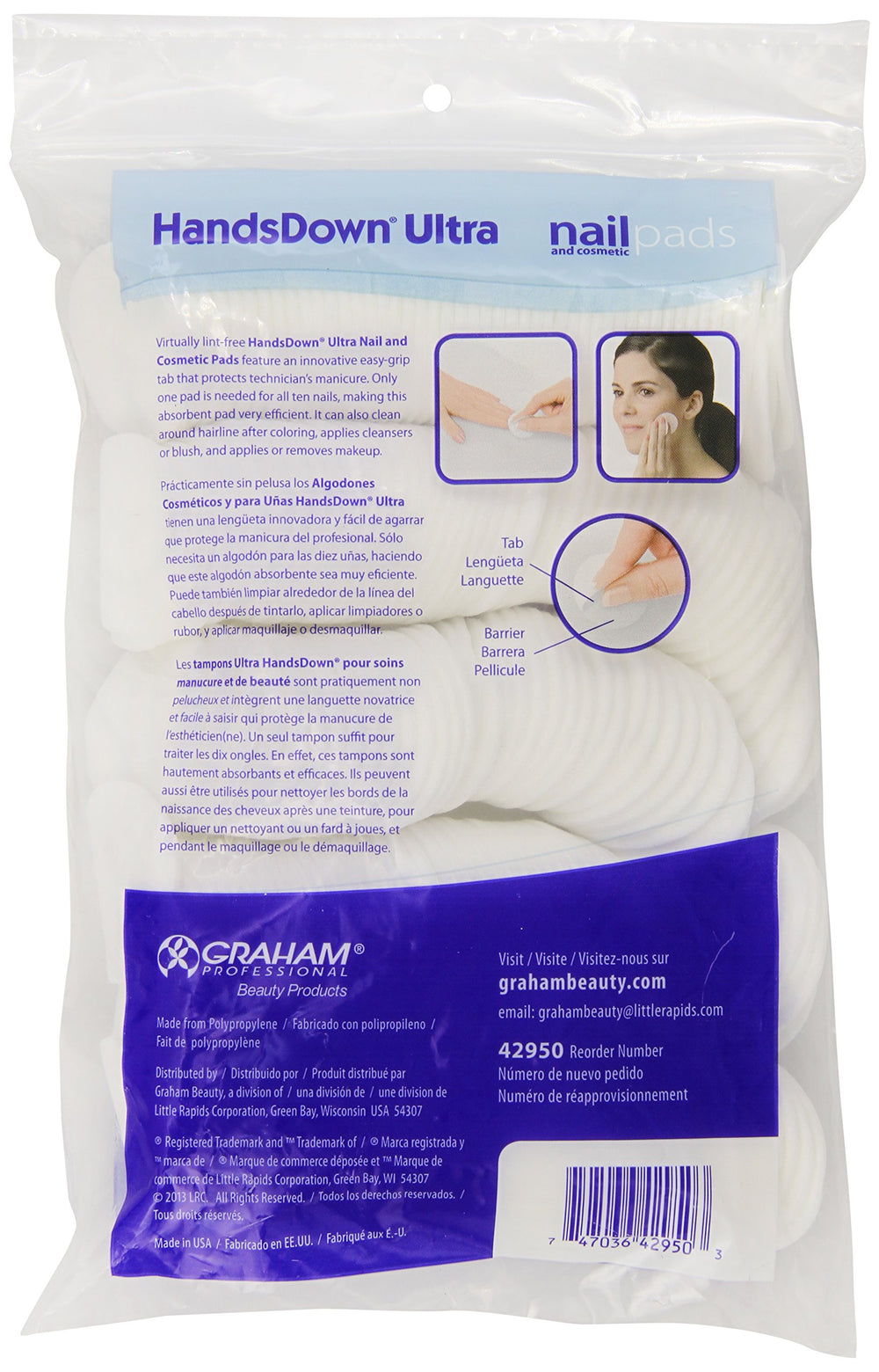 Graham Medical Hands Down Ultra pads close-up showcasing lint-free texture for precise makeup removal.
