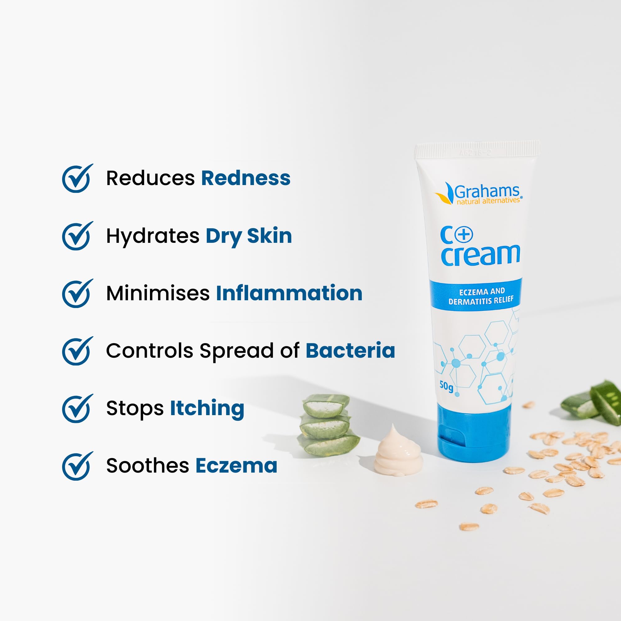 Grahams Natural C-plus Eczema Cream applied to elbow shows soothing relief.