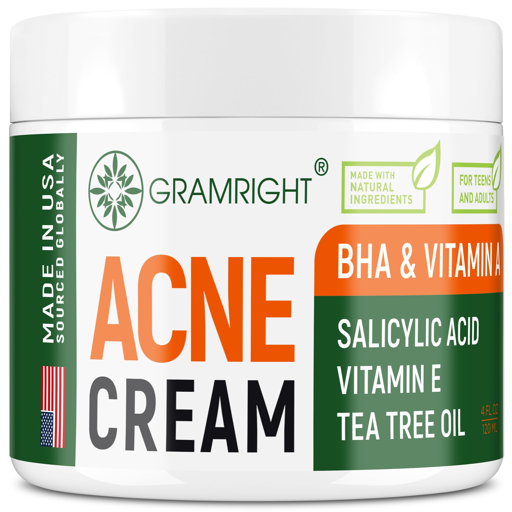 GRAMRIGHT Acne Face Cream bottle pump offers lightweight hydration for clearer-looking skin.