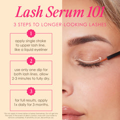 Grande Cosmetics serum applied at lash base on eye, illustrating safe nightly use