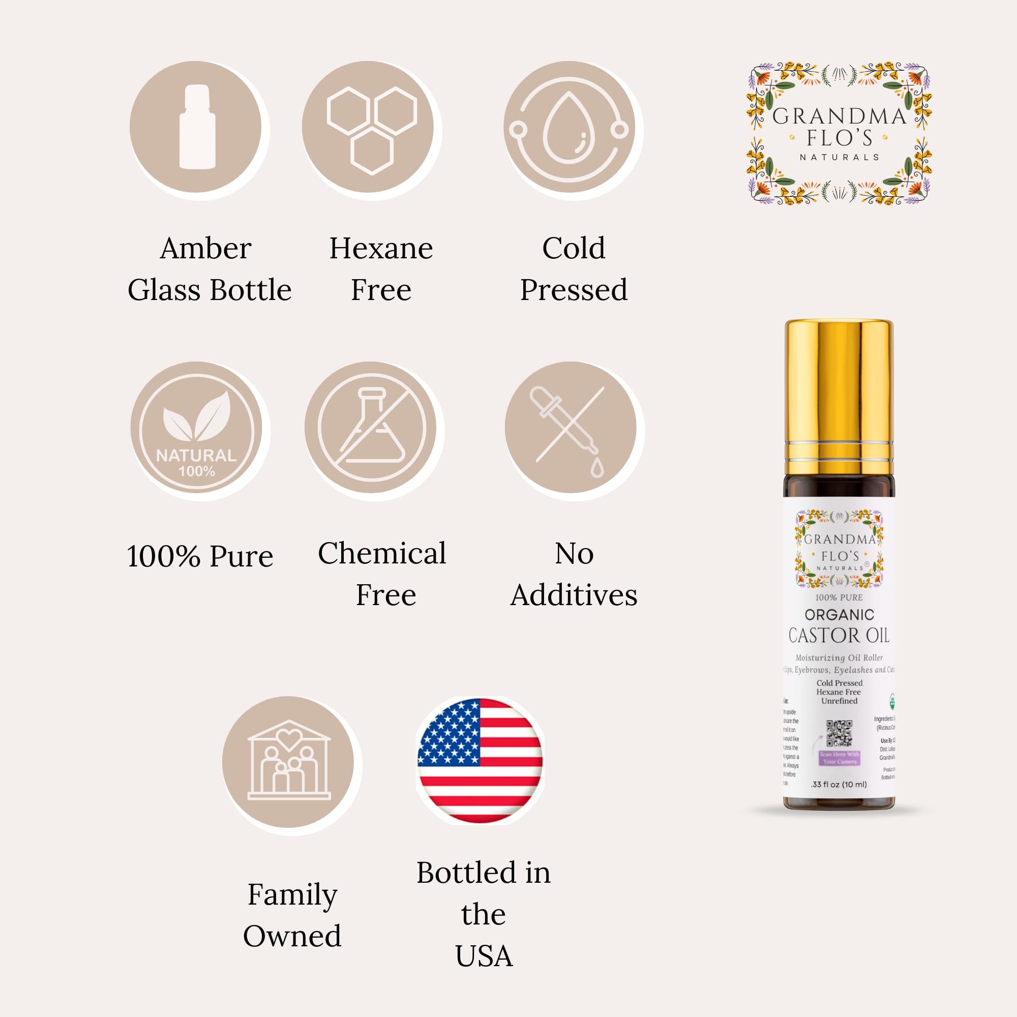 Grandma Flo's Naturals castor oil roll-on cuticles nourishes nails and cuticles.