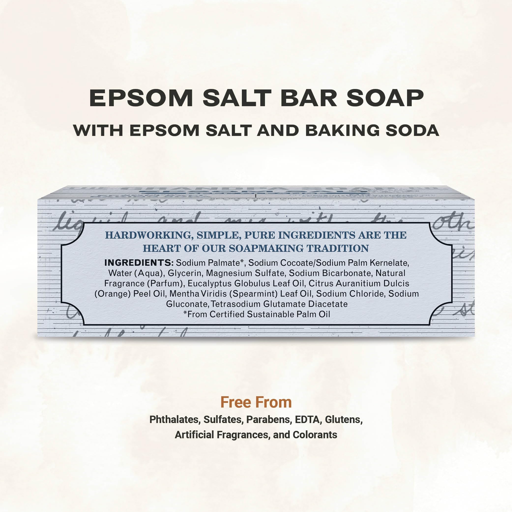 Lather close-up shows rich cleansing action from The Grandpa Soap Company Epsom Salt Bar Soap.