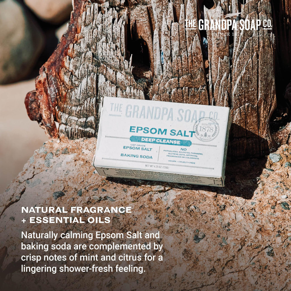 Mint and citrus scent swirls from The Grandpa Soap Company Epsom Salt Bar Soap.