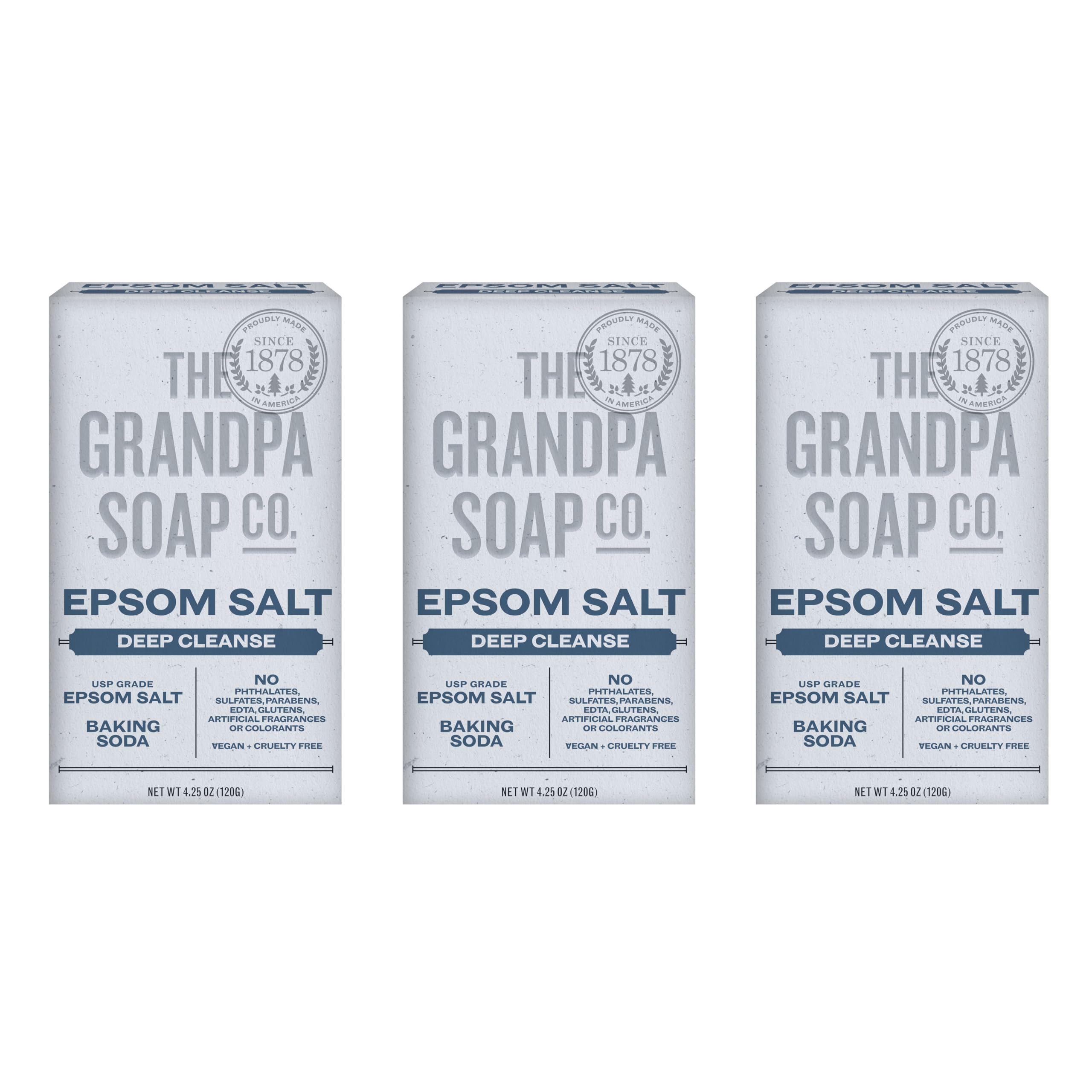 Packaging spotlight: The Grandpa Soap Company Epsom Salt Bar Soap uses sustainable packaging.
