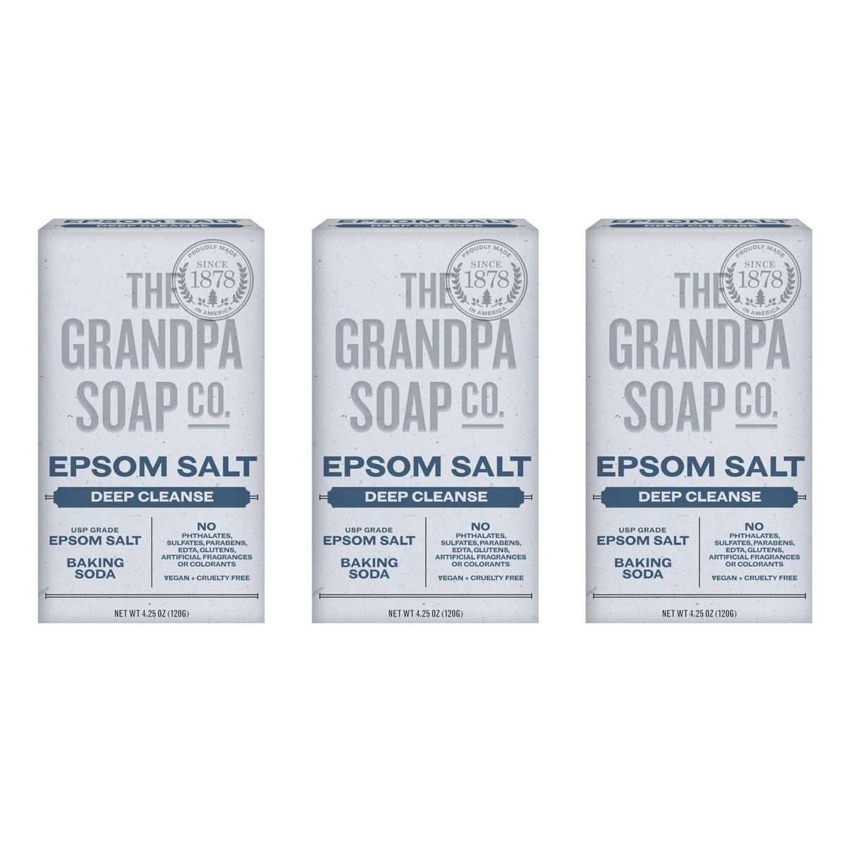 Packaging spotlight: The Grandpa Soap Company Epsom Salt Bar Soap uses sustainable packaging.