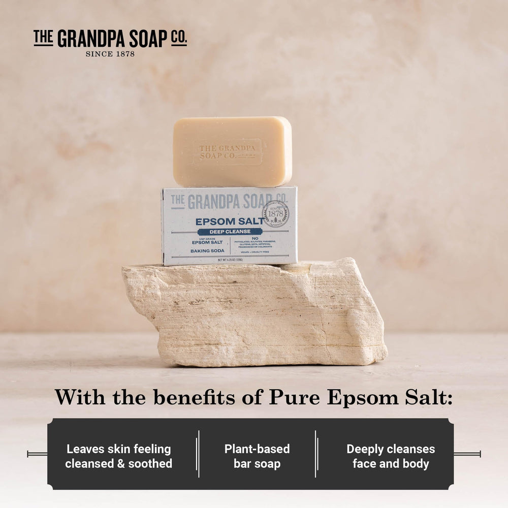 Vegan and cruelty-free label signals The Grandpa Soap Company’s ethical bar soap.