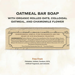 The Grandpa Soap Company Oatmeal Bar Soap chamomile extract swirl closeup suggesting calming skin benefits.
