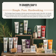 The Grandpa Soap Company Oatmeal Bar Soap organic oats texture closeup highlighting soothing exfoliation.