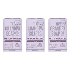 The Grandpa Soap Company Witch Hazel Bar Soap packaging highlights sustainability and cruelty free credentials