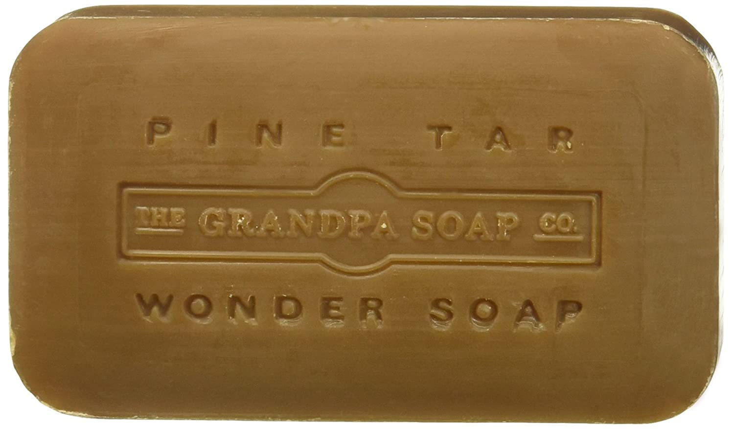 Bathroom setup with Grandpa's Pine Tar Soap on a wooden dish.