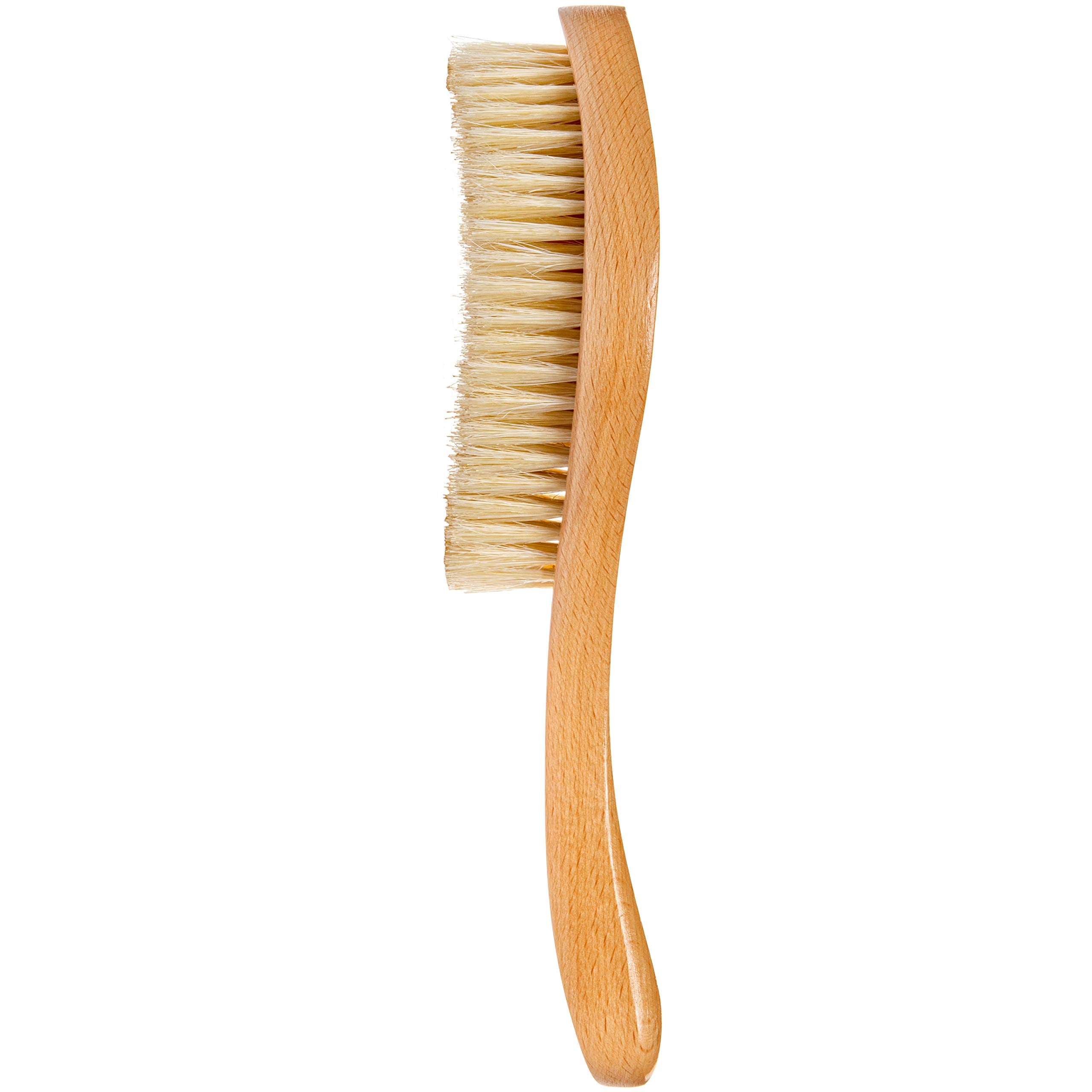 GranNaturals curved wooden-frame brush highlighting ergonomic design for comfortable daily brushing.