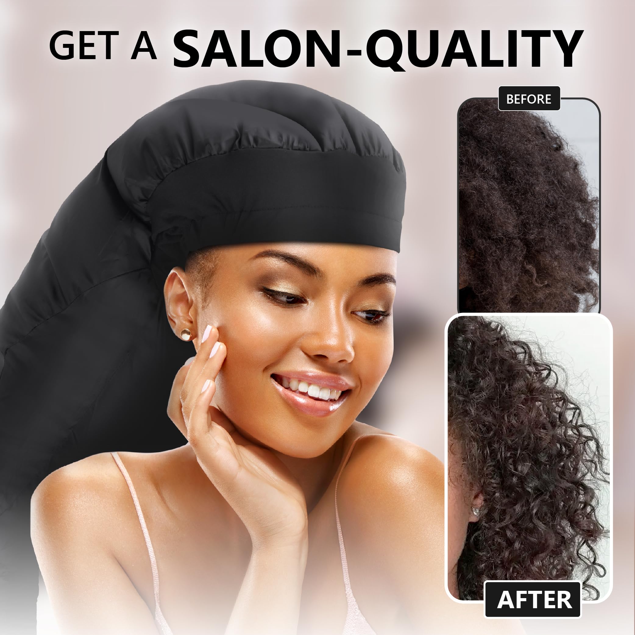 Granteva bonnet with integrated headband reduces heat around ears for comfortable sessions.