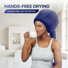 Granteva hair dryer bonnet easy-use drawstring secures comfortably around the head.